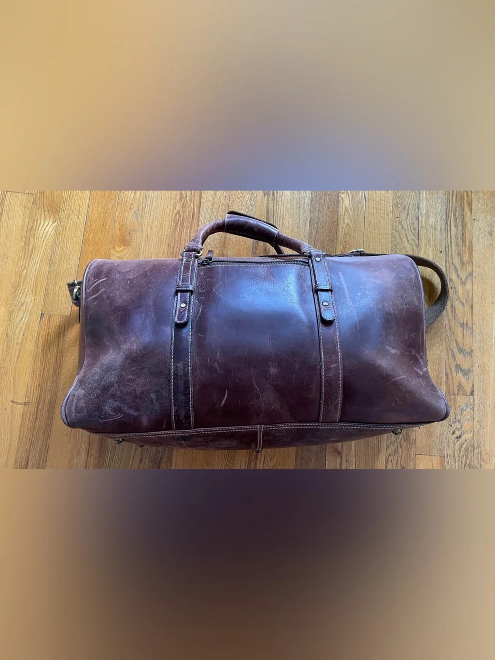 Aaron Leather Duffel Bag - Distressed Brown